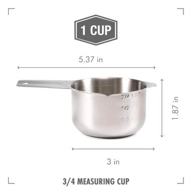 2lbDepot 1/2 Cup Measuring Cup Stainless Steel Metal, Accurate, Engraved Markings US. View a larger version of this product image.
