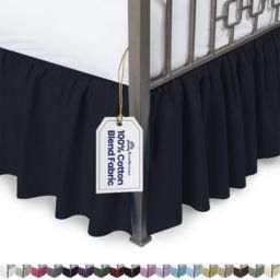SHOPBEDDING Ruffled Bed Skirt with Split Corners - Twin, Navy, 14 Inch Drop Cotton Blend Bedskirt (Available in 14 Colors) - Blissford Dust Ruffle
