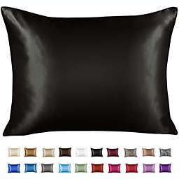 SHOPBEDDING Satin Pillowcase with Zipper - Standard Satin Pillowcase with Zipper, Black (1 per Pack) By BLISSFORD