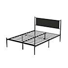 Alternate image 0 for Idealhouse Phillipe Black Queen Metal Platform Bed with Upholstered Headboard - 12.3 in. Height