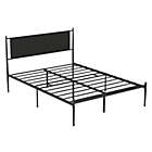 Alternate image 1 for Idealhouse Phillipe Black Queen Metal Platform Bed with Upholstered Headboard - 12.3 in. Height