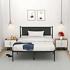 Alternate image 3 for Idealhouse Phillipe Black Queen Metal Platform Bed with Upholstered Headboard - 12.3 in. Height