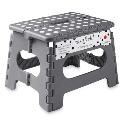 Casafield 9" Folding Step Stool with Handle - Portable Collapsible Small Plastic Foot Stool for Kids and Adults - Use in the Kitchen, Bathroom and Bedroom