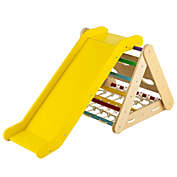 Slickblue 4 in 1 Triangle Climber Toy with Sliding Board and Climbing Net-Multicolor