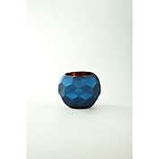 CC Home Furnishings 7" Blue Geometric Faceted Decorative Glass Ball Vase