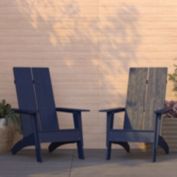 Merrick Lane Set of 2 Piedmont Modern All-Weather Poly Resin Wood Adirondack Chairs in Navy