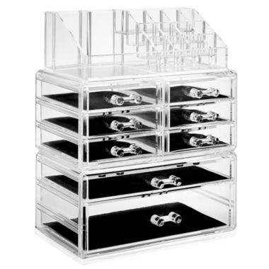 Casafield Acrylic Cosmetic Makeup Organizer & Jewelry Storage Display Case - 3 Piece Drawer Set - Clear. View a larger version of this product image.