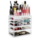 Alternate image 2 for Casafield Acrylic Cosmetic Makeup Organizer & Jewelry Storage Display Case - 3 Piece Drawer Set - Clear
