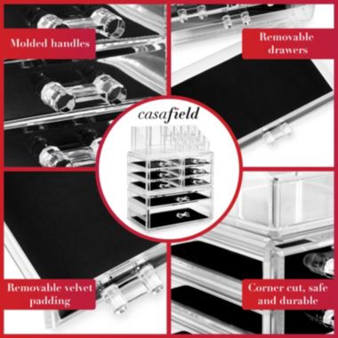 Casafield Acrylic Cosmetic Makeup Organizer & Jewelry Storage Display Case - 3 Piece Drawer Set - Clear. View a larger version of this product image.