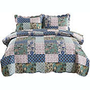MarCielo 3 Piece Printed Quilt Bedspread Set Bedding Coverlet Set Queen Size B026