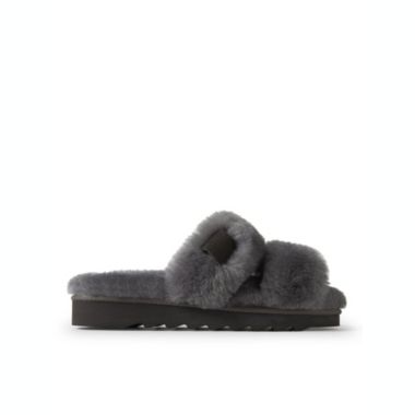 Fireside By Dearfoams Women's Benalla Shearling Double Band Slide. View a larger version of this product image.