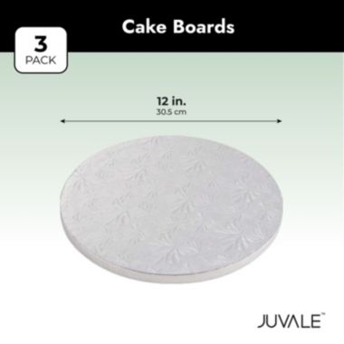 Juvale 12 Inch Cake Drum, Silver Round Boards Cardboard for Wedding (1/2 Inch Thick, 3 Pack). View a larger version of this product image.