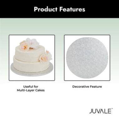 Juvale 12 Inch Cake Drum, Silver Round Boards Cardboard for Wedding (1/2 Inch Thick, 3 Pack). View a larger version of this product image.