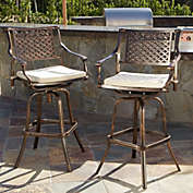Contemporary Home Living Set of 2 Copper Black and Beige Contemporary Outdoor Bar Stools 45"
