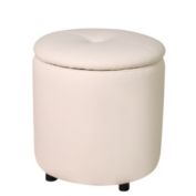 Darwin Furniture Round Storage Ottoman Faux Leather Upholstered Footrest Stool