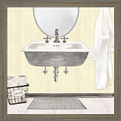 Great Art Now Farmhouse Bath II Gray & Yellow 2-Sink by Tara Reed 13-Inch x 13-Inch Framed Wall Art