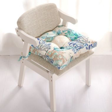 Barefoot Bungalow Atlantis Universal Tufted Dining Chair Pads, 18x18-inch, Jade. View a larger version of this product image.