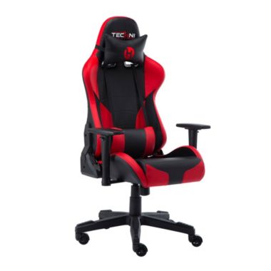 Techni Office Solutions 53" Vibrant Black and Red Unique Techni Sports TS-90 Comfortable Gaming Chair. View a larger version of this product image.