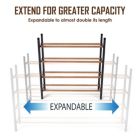 Alternate image 3 for Juvale 4-Tier 24 Pair Shoe Rack Organizer for Entryway Closet Floor, 24-45 inch Expandable, Black & Oak Grain Metal