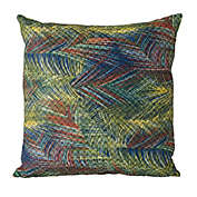 A & B Home 17.5" Blue and Yellow Abstract Leaf Accent Square Throw Pillow