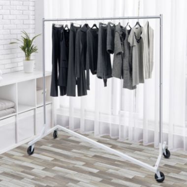 Segawe Heavy Duty Metal Rolling Clothes Garment Rack Collapsible. View a larger version of this product image.