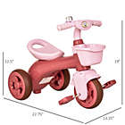 Alternate image 2 for Qaba Tricycle 3-Wheeler Ride-on Toy with 2 Storage Baskets on Front & Back & Non-Slip Handlebar, Pink