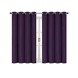 Kate Aurora 100% Hotel Thermal Blackout Purple Grommet Top Curtain Panels - 50 in. W x 63 in. L, Purple