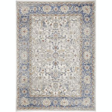 Nicole Curtis Series 4 4' x 6' Cream Blue Vintage Indoor Rug. View a larger version of this product image.