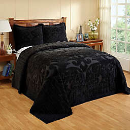Better Trends Ashton Collection 100% Cotton Tufted Medallion Design Twin Bedspread - Black