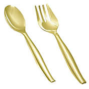 Smarty Had A Party Gold Disposable Plastic Serving Flatware Set (60 Serving Spoons and 60 Serving Forks)