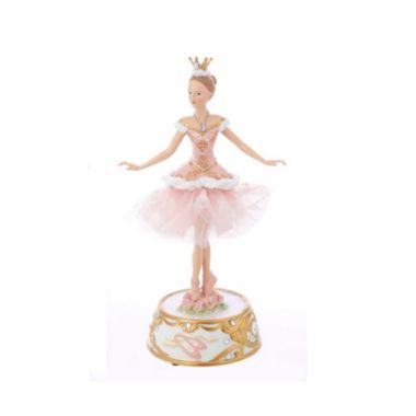 Kurt Adler Pink Ballerina Figure With Musical Base Table Piece, 10". View a larger version of this product image.