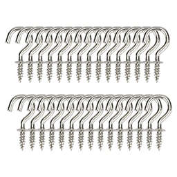 Unique Bargains 30 Pieces Durable Cup Ceiling Hooks, 1 Inch Metal Screw in Hanger Hooks for Home Office Indoor Outdoor Hanging Plants Silver Gray