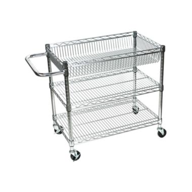 Luxor LICWT2918 Large Wire Tub Cart with 3 Shelves - 30" W x 18" D x 30" H. View a larger version of this product image.