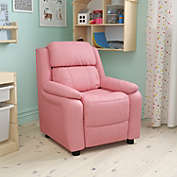 Flash Furniture Charlie Deluxe Padded Contemporary Pink Vinyl Kids Recliner with Storage Arms