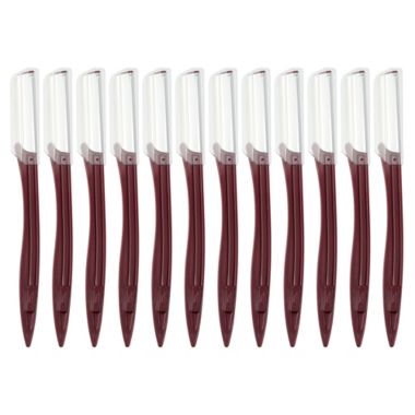 Unique Bargains 12 Pieces Sharp Eyebrow Razor for Women, Facial Razor Brow Shaper Eyebrow Trimmer Tool for Hair Remover with Cover, Wine Red. View a larger version of this product image.