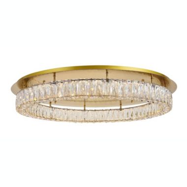 Elegant Lighting Monroe LED light Gold Flush Mount Clear Royal Cut Crystal. View a larger version of this product image.