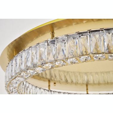 Elegant Lighting Monroe LED light Gold Flush Mount Clear Royal Cut Crystal. View a larger version of this product image.