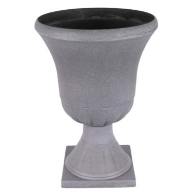 Garden Elements Outdoor Urn Plastic Planter, Cement Colored, 15". View a larger version of this product image.