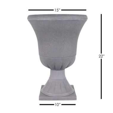 Garden Elements Outdoor Urn Plastic Planter, Cement Colored, 15". View a larger version of this product image.