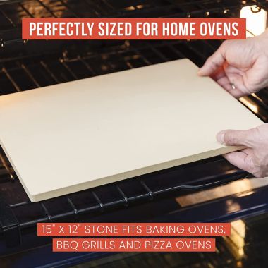 Chef Pomodoro Pizza Stone, 15" x 12", Rectangular Natural Stone for Baking Ovens and Grills, Pizza Bread Baking. View a larger version of this product image.