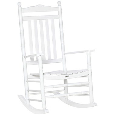 Outsunny Wooden Rocking chair Traditional Porch Rocker for Outdoor Indoor Use White. View a larger version of this product image.