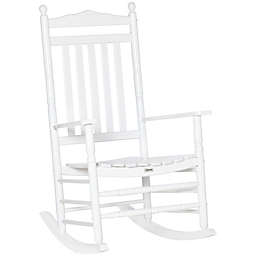 Outsunny Wooden Rocking chair Traditional Porch Rocker for Outdoor Indoor Use White
