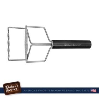 Baker's Secret Potato Masher, Ricer, Stainless Steel Heat-resistant, Kitchen Essentials, Black. View a larger version of this product image.
