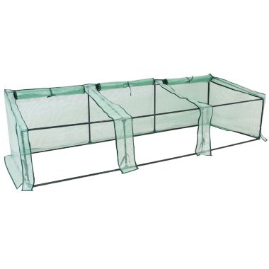 Sunnydaze Outdoor Portable Slanted Top Plant Shelter Mini Cloche Greenhouse with Zipper Doors - Green. View a larger version of this product image.