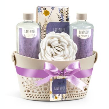 Freida and Joe Lavender Bath & Body Spa Gift Set Basket. View a larger version of this product image.