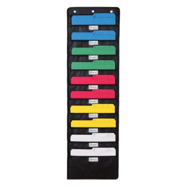Hanging File Organizer Black, Letter-Sized, Storage Pocket Chart for Office, Home and Classroom (10 Pockets - with Nametag) - WallDeca. View a larger version of this product image.