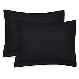 SHOPBEDDING Black Pillow Sham, Queen Size Pillow Cover Decorative Tailored Pillowcase Set of 2 By Blissford