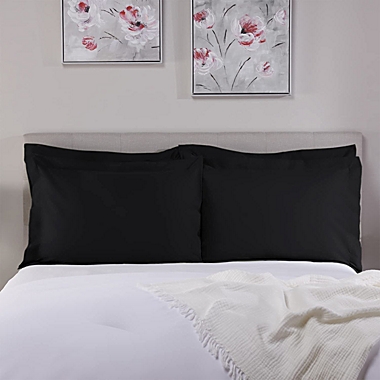 SHOPBEDDING Black Pillow Sham, Queen Size Pillow Cover Decorative Tailored Pillowcase Set of 2 By Blissford. View a larger version of this product image.