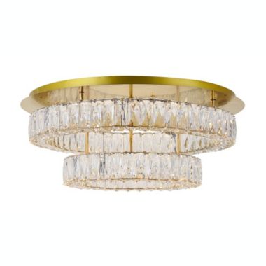 Elegant Lighting Monroe LED light gold Flush Mount Clear Royal Cut Crystal. View a larger version of this product image.