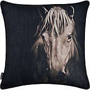 Signature Home Collection 20" Black and Gray Textured Horse Print Square Throw Pillow